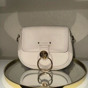 Elegant Cream Pleather Crossbody Bag